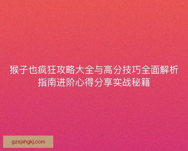 猴子也疯狂攻略大全与高分技巧全面解析指南进阶心得分享实战秘籍